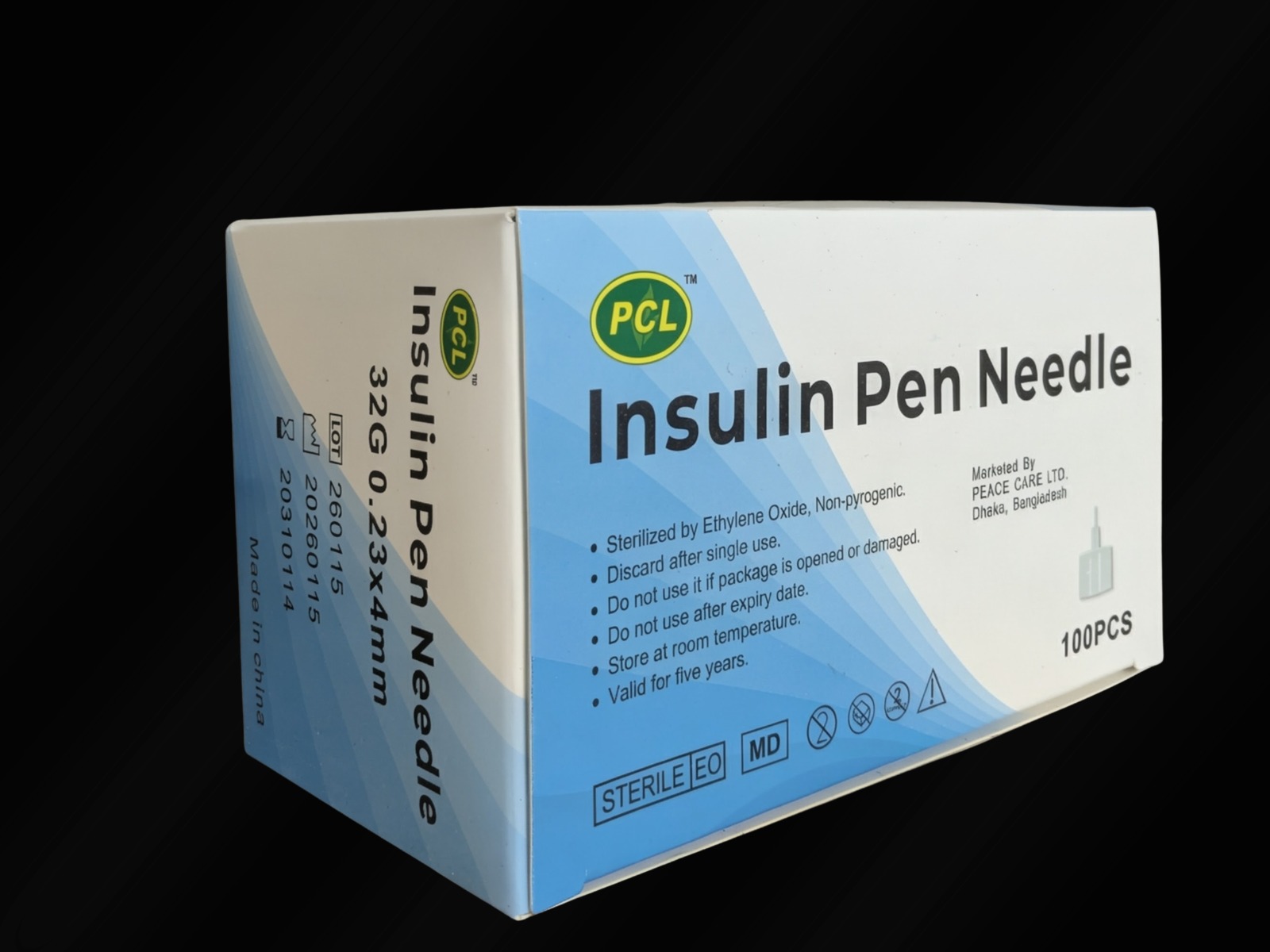 Insulin Pen Needle 32G 0.23 x 4mm – Box of 100