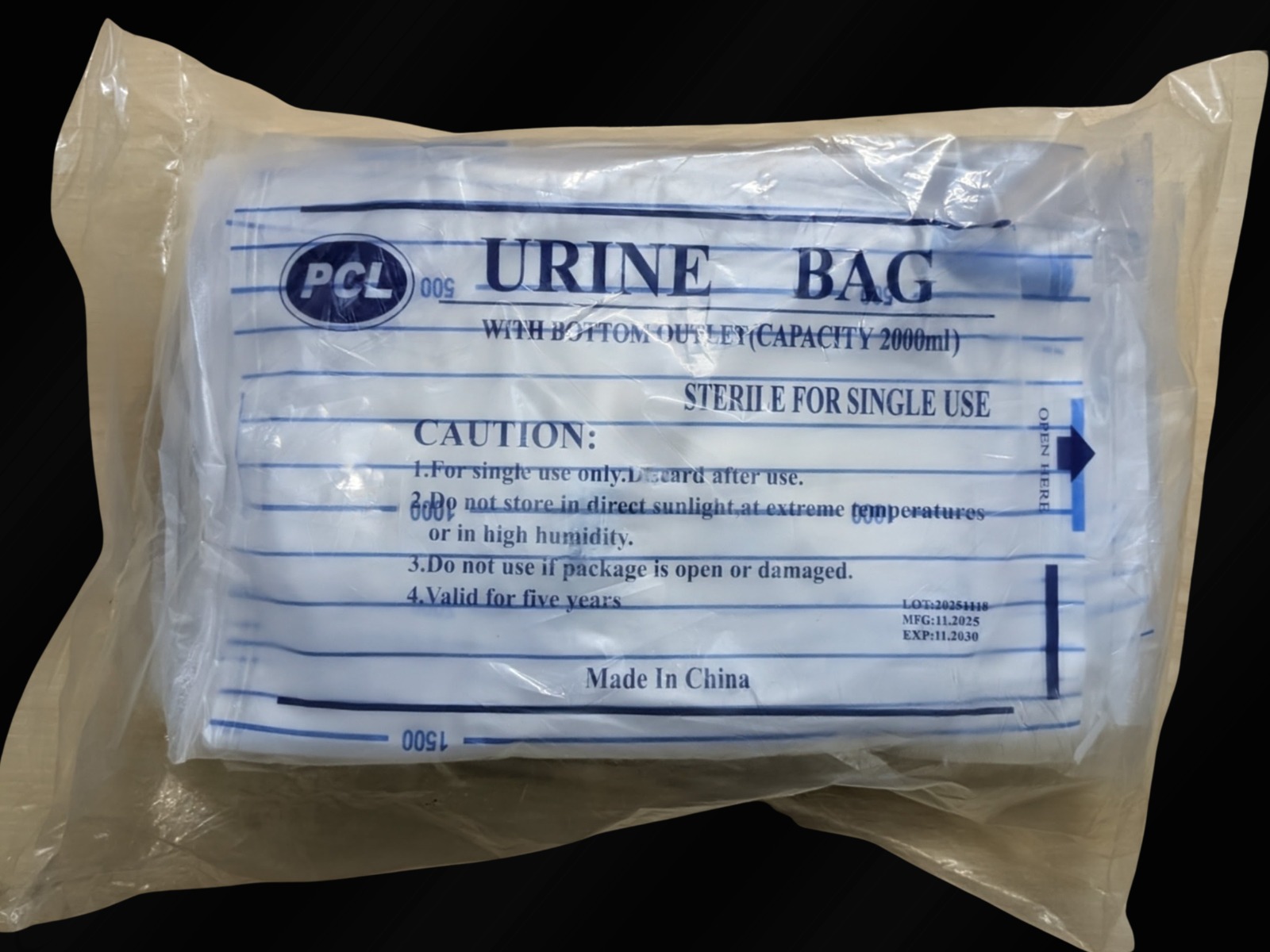Urine Bag With Bottom Outlet – 2000ml Capacity